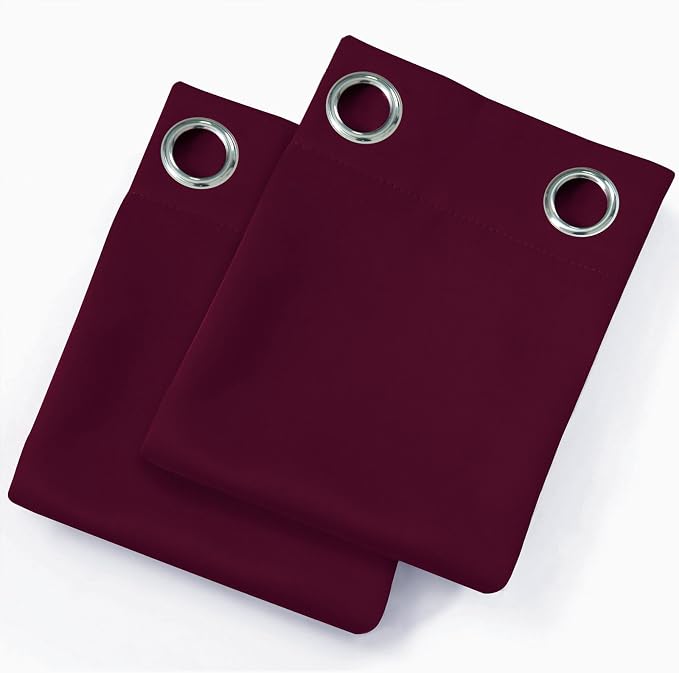 LEMOMO Burgundy Red Blackout Curtains 34 x 54 Inch Length/Set of 2 Curtain Panels/Thermal Insulated Room Darkening Blackout Curtains for Bedroom