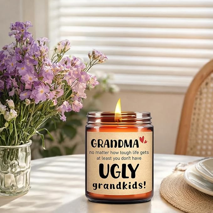 KOTKAS Grandma Candle Gifts for Mothers Day - 8oz Eucalyptus Lavender Scented Soy Candles Non Toxic Grandma Candles from Grandkids, Grandmas Birthday Gift from Grandson Granddaughter