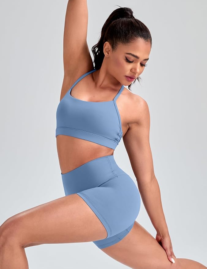 HeyNuts to Freest Womens Y Back Sports Bra, Spaghetti Strap Racerback Low Impact Workout Yoga Tops Padded A-C Cups *Updated