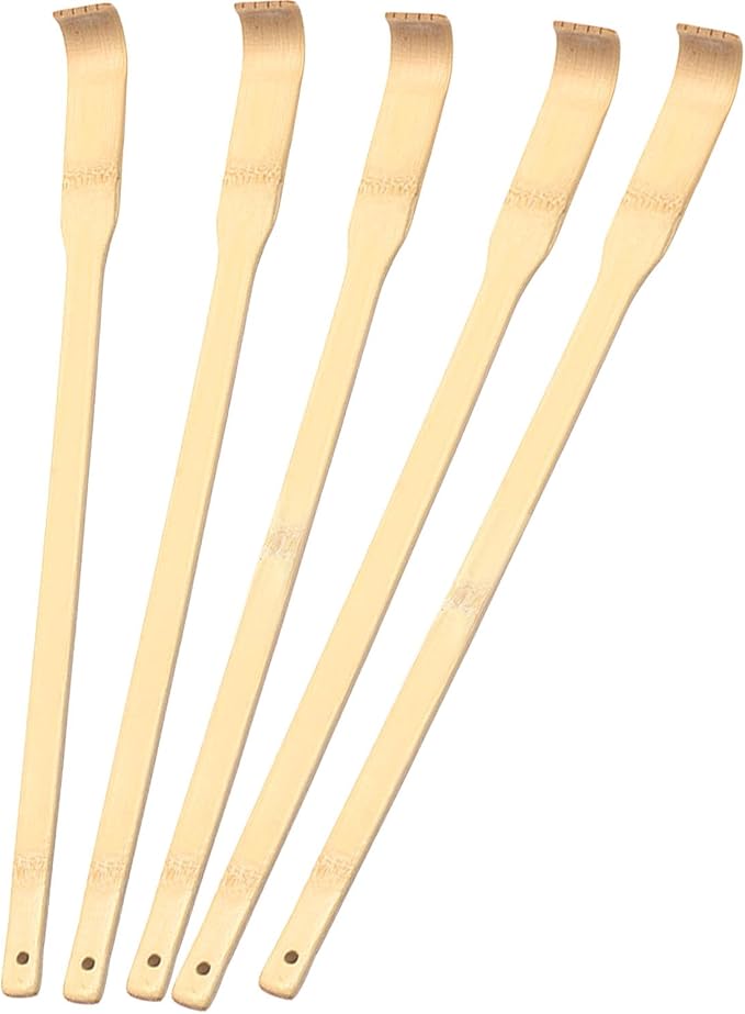 Back Scratcher 16.5in Pack of 5 Bamboo Back Scratchers Gifts for Adults and Elderly Natural Handmade Wood Therapy Massage Tools (5)