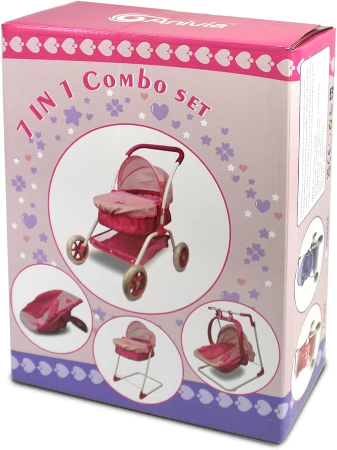 Anivia Doll Bed Furniture 2 Function Toy, Doll Bed and Doll Swings Together for 18 inches Baby Dolls, Baby Doll Crib with Bottom Tray