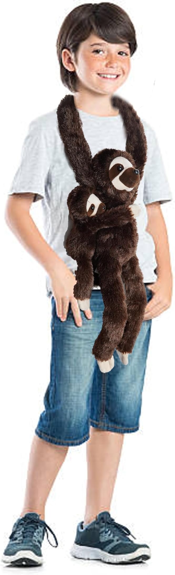 2pcs Sloth Hanging Stuffed Animal Mother with Baby Hanging Plush Toys, Three-Toed Sloth Hooks and Stuffed Animals with Rings for Kids 4-8, Gifts for Boys and Girls