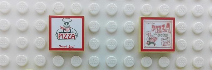 Building Bricks Toys Blocks NewsStand Pizza Hot Dog Fast Food Corner-Compatible with All Brands-MOC Minifigure City Town Village (Pizza Tiles)