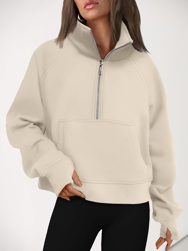 AUTOMET Womens Sweatshirts Half Zip Fleece Pullover Fall Outfits | Fall Fashion Clothes 2026,Cropped Sweatshirts,Cute Y2k Tops,Quarter Zipper Sweater,Winter Loungwear Outfits