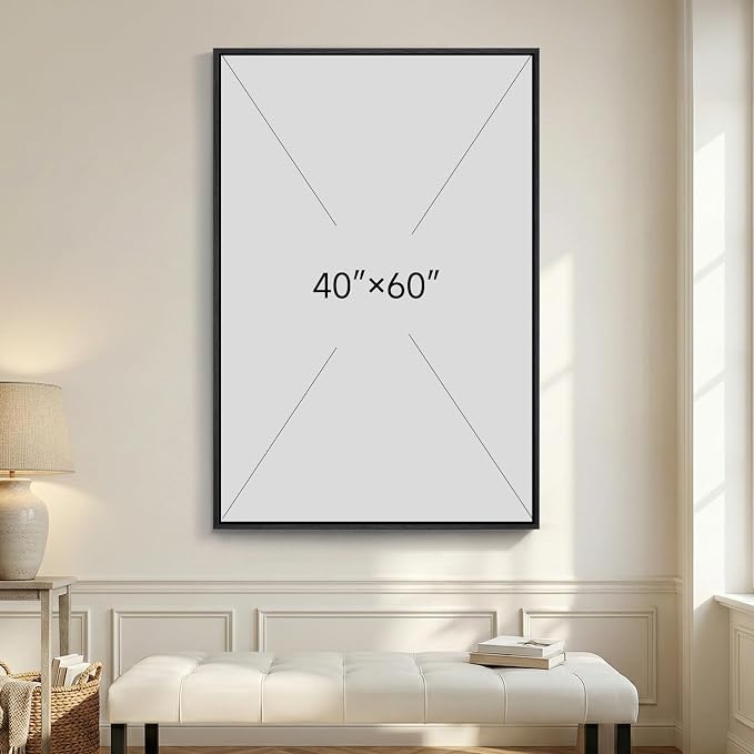 Extra Large Framed Neutral Abstract Wall Art for Living Room, Vertical Brown Beige Canvas Prints Paintings Artwork for Walls, Modern Minimalist Pictures Wall Decor for Bedroom Dining Room, 40x60 In