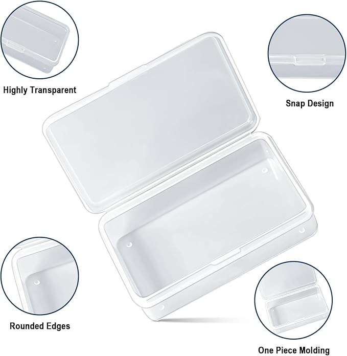 Blank Card Case, 8 Pack Clear Plastic Card Deck Box, Snaps Closed - Storage Box for Base Ball Trading Cards, Business Cards & More