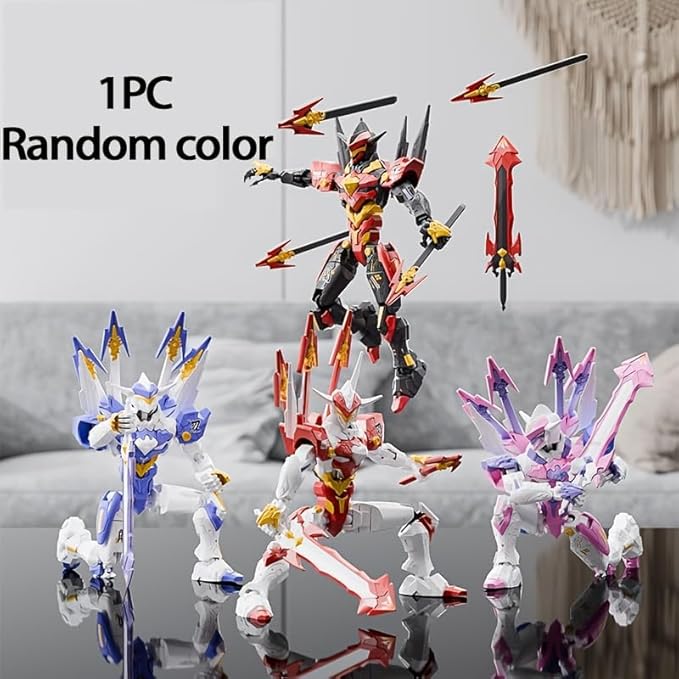 Fully Assembled T13 3D Printed Action Figure with Movable Joints & Interchangeable Weapons - 3D Printed Collectible Toy Ready-to-Play for Boys and Girls (Black Red)