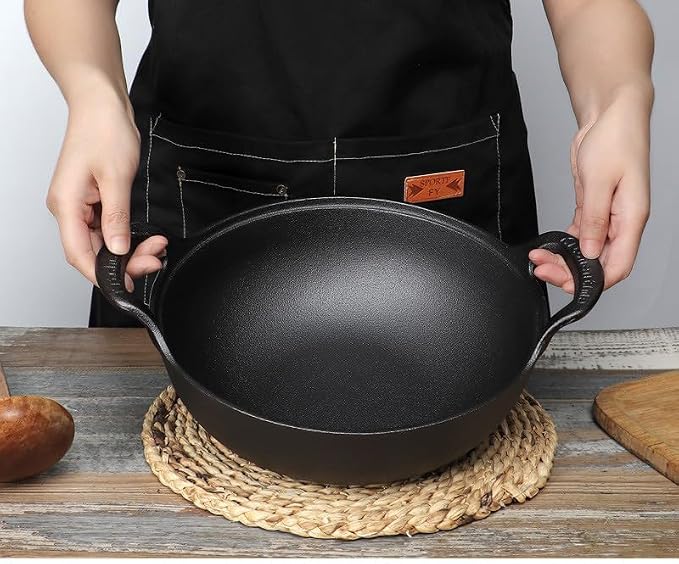 9 inch Cast Iron Wok with Handles, Grilling Pan, Use in the Oven, on the Stove, or on the Grill (9 inch)