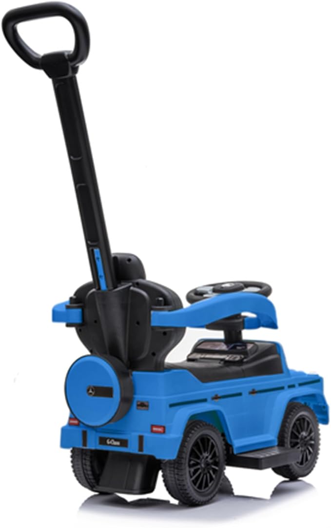 Best Ride On Cars Kids Outdoor Stroller Mercedes G-Wagon 3-in-1 Push Car with Detachable Handle, Safety Rails, and Working Horn, Blue