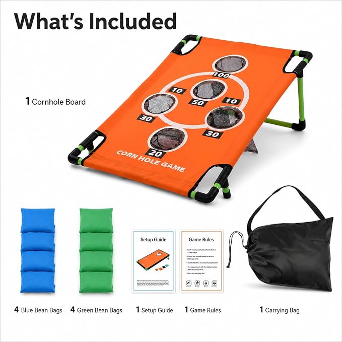 2026 Upgraded Arcade Style Cornhole Board with 8 Bean Bags|3x2 FT Regulation Corn Hole Games|15+ Multi-Games| Durable All-Weather Fabric for Outdoor Fun Camping Travel Beach Yard Backyard Lawn