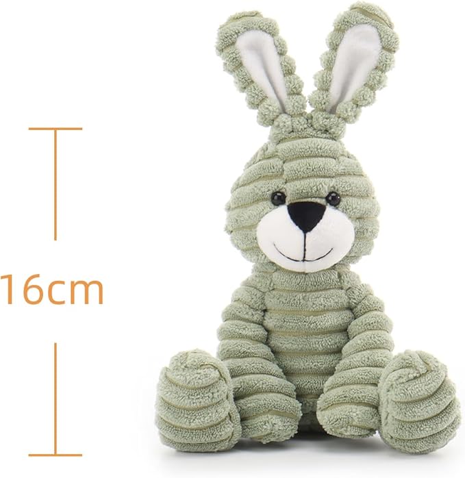 Apricot Lamb Corduroy Green Bunny Stuffed Animals for Kids, Soft Cute Plush Toys for Baby Girl and Boy, 6.3 Inches