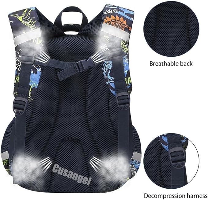 Cusangel 3Pcs Boys Dinosaur Backpack Set with Lunch Box Pencil Case, Dinosaur Backpack for Kids