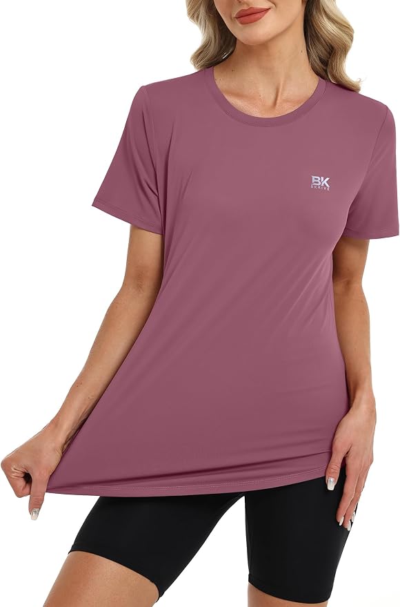 BKRIVE Workout Tops for Women UPF 50+ Quick Dry Shirts (S-3XL) | Ideal for Hiking, Yoga, Running, Gym workouts, Pilstes, Tennis & Travel. Lightweight, Breathable & Moisture wicking