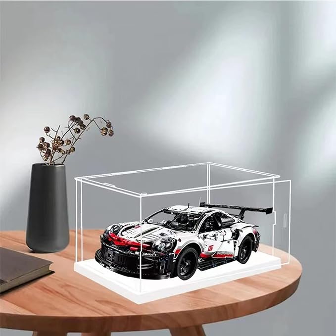 Side Opening Door Clear Acrylic Display Case-Assemble Countertop Box with White Base,Dustproof Protection Showcase for Action Figures Toys Collectibles (25x20x15cm/10x8x6inch)