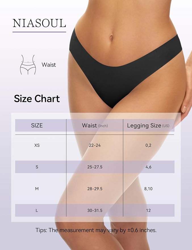 NIASOUL Thongs for Women Seamless Thong Panty Liners No Show Breathable G-Strings Workout Underwear