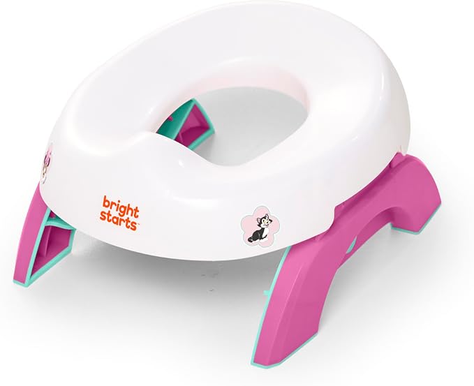 Disney Minnie Mouse 2-in-1 My Travel Potty by Bright Starts, Freestanding Potty or Toilet Topper Seat, Includes Travel Storage Bag, Pink
