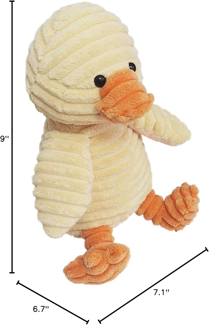 Corduroy Duck Plush Stuffed Animal, Cute Furry Yellow Duck Toy, Soft Cuddly Plushie Hugger Toy for Boys Girls, Gifts for Kids or Girlfriend, 9 Inches