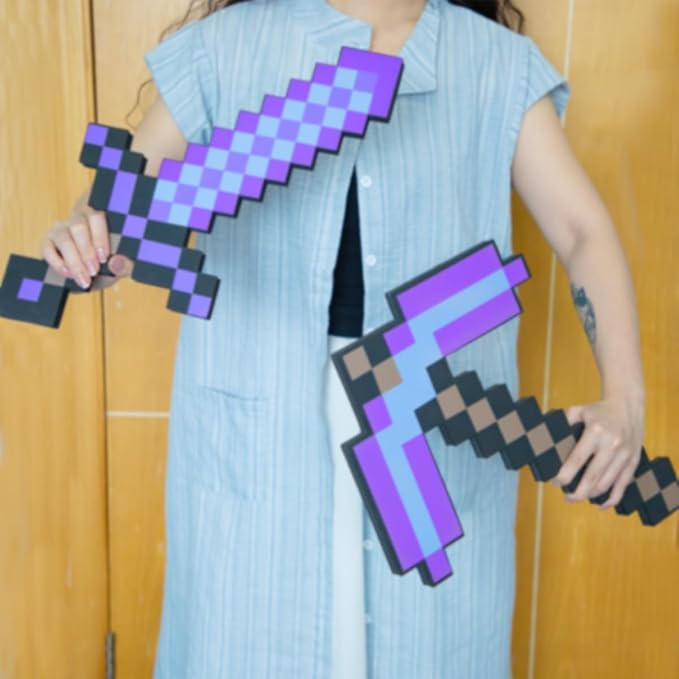 Pickaxe and Sword Toys,Foam Sword for Game Role-Play,Weapons,Halloween Christmas and Parties,Gift for Video Game Fans