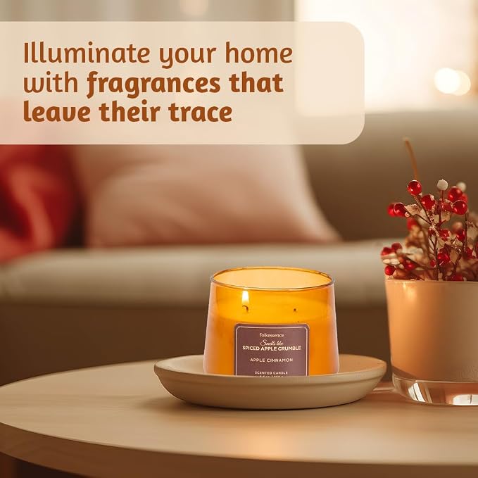 Folkulture Fall Candles | Apple Cinnamon Candles for Home Scented, Pottery Barn Fall Decor, Aromatherapy | Two Wick,Upto 50 Hr Burntime, Non Toxic, Soy Wax Candle for Outdoor Decor, Home Decor