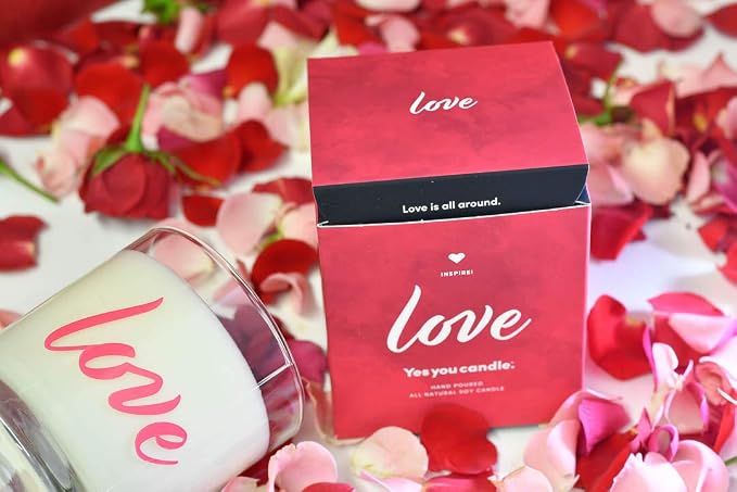 Yes You Candle - Love, Bergamot, Wine, Orange, Vanilla, Lillies & Musk, Highly-Scented, Inspirational Soy Candle, Made in USA, Pure Essential Oils, Aromatherapy, 9.5 oz