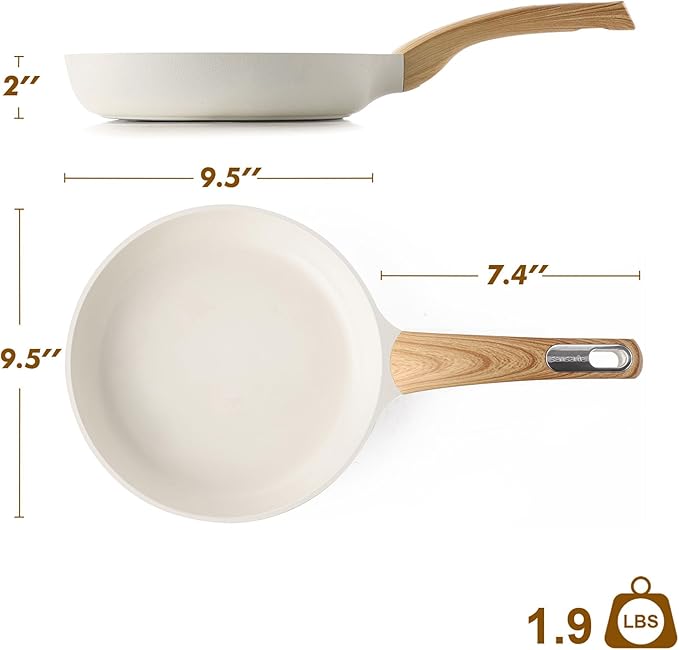SENSARTE 9.5inch Ceramic Nonstick Frying Pan Small Skillet, White | Healthy Ceramic Coating Omelette Pan, Non-toxic Kitchen Cooking Chef's Pan, PFOA/PFAS/PTFE Free, Induction Compatible