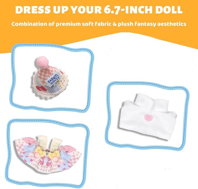 17cm Doll Clothes Set Outfit Girly Costume for 6.7 Inch Dolls Accessories, Fashion Dresses Clothes Set Suitable for 15cm/17cm Dolls Clothes Party ,Luxury Chic Doll Clothing(NO Doll)