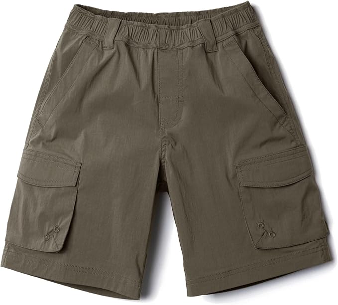 CQR Kids Youth Pull on Cargo Shorts, Outdoor Camping Hiking Shorts, Lightweight Elastic Waist Athletic Short with Pockets