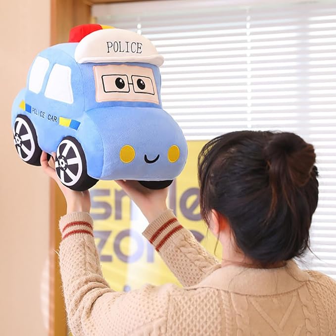 Soft Plush Police Car Stuffed Toy Super Cute Blue Squad Cars Plushie Excellent Gifts for Kids or Birthday Party 11 Inches (Police Car)