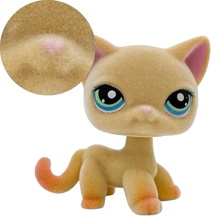 Custom Flocked Pet Shop Toy Fuzzy Animal Figure Short Hair Cat Kitty Kitten Deer OOAK (Orange #339)