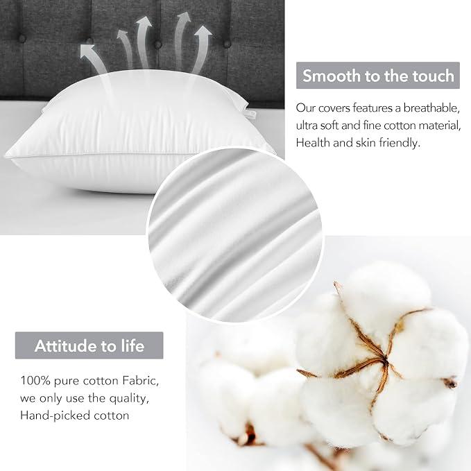 FAVRIQ 14 x 22 Pillow Inserts (Set of 2) - Premium Square Interior Sofa Throw Pillow with 100% Cotton Cover - Decorative Pillow Insert Pair - White Couch Pillow