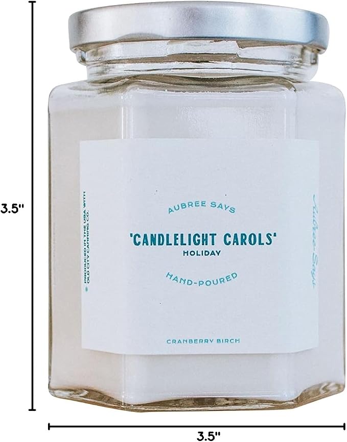 Aubree Says Candlelight Carols Candle - Cranberry Scented Candles for Home, Aromatherapy Candle Gift for Christmas, Birthday, Mother’s Day, Valentine's Day, 8 oz