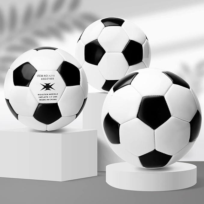 Soccer Ball Size 2 Size 3 Size 4 Size 5 with Pump Deflated - Single, 2 or 3 Pack Official Size & Weight Training Ball - Operation Christmas Child Shoebox - Gift for Toddler Kids Boys Girls Youth Adult