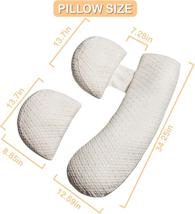 Pregnancy Pillow for Pregnant Women, Soft Maternity Pillow with Detachable & Adjustable, Pillow with Pillow Cover - Support for Back, HIPS, Legs