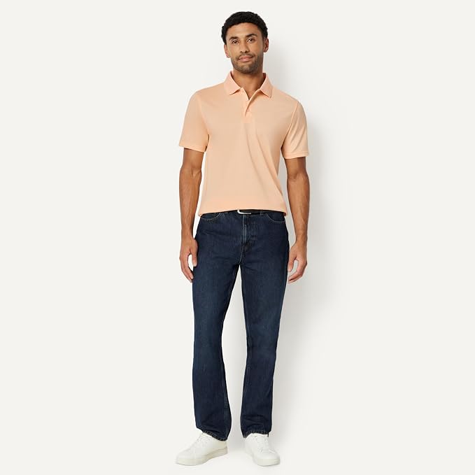 Amazon Essentials Men's Moisture Wicking Golf Polo Shirt, Short Sleeve, Slim-Fit, Quick-Dry, Active Wear