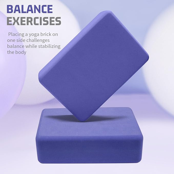 Yoga Blocks 2 Pack 3x6x9IN Foam Block Supportive Latex-Free with Rounded Edges, Non-Slip Exercise Blocks for Pilates, Meditation, Balance, Stretching and Deep Poses
