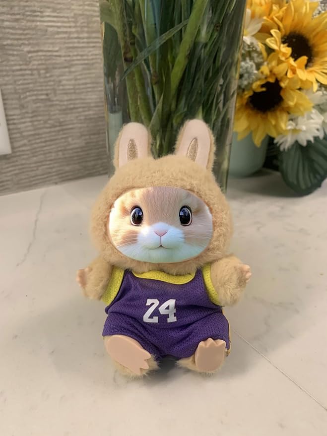 17cm Doll Rabbit Bunny Clothes, Cool Sports Basketball Football Theme T-Shirts Shorts Suit, Soccer-Inspired Athletic Uniform Outfit for Dress Up, Doll Costume Cosplay Fashion Dresses -NO.23
