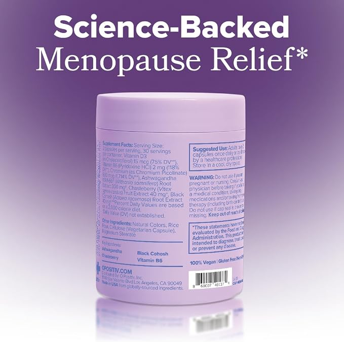 MENO Vitamins for Menopause - Hormone-Free Menopause Supplement for Women - Black Cohosh & Ashwagandha KSM-66 - Helps Relieve Hot Flashes, Night Sweats, Mood Swings - 30 Servings (Pack of 1)
