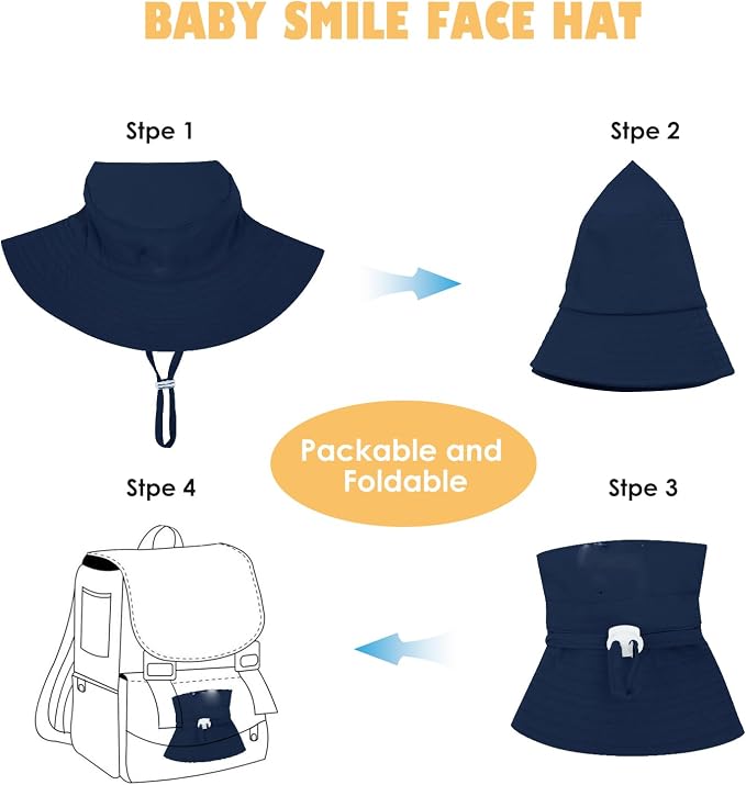 Baby Sun Hat UPF 50+ Sun Protective Toddler Bucket Hat Summer Kids Beach Hats Wide Brim Outdoor Play Hat for Boys Girls