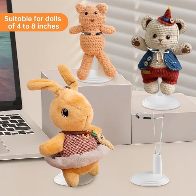 6 Pack Doll Stands, White Adjustable Display Holder for 4" to 8" Dolls, Action Figure Stand Compatible for Labubu Display, Accessories for Labubu