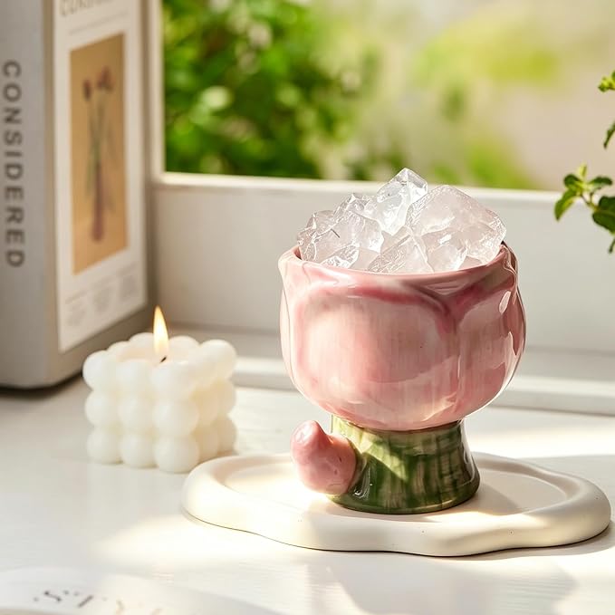 Tulip Crystal Stone Aroma Diffuser,Aromatherapy Diffuser for Home, Bathroom, Office, Home Decor,Perfect for Meditation Reflection Bedroom Decoration (The Scent of Little Freesia)
