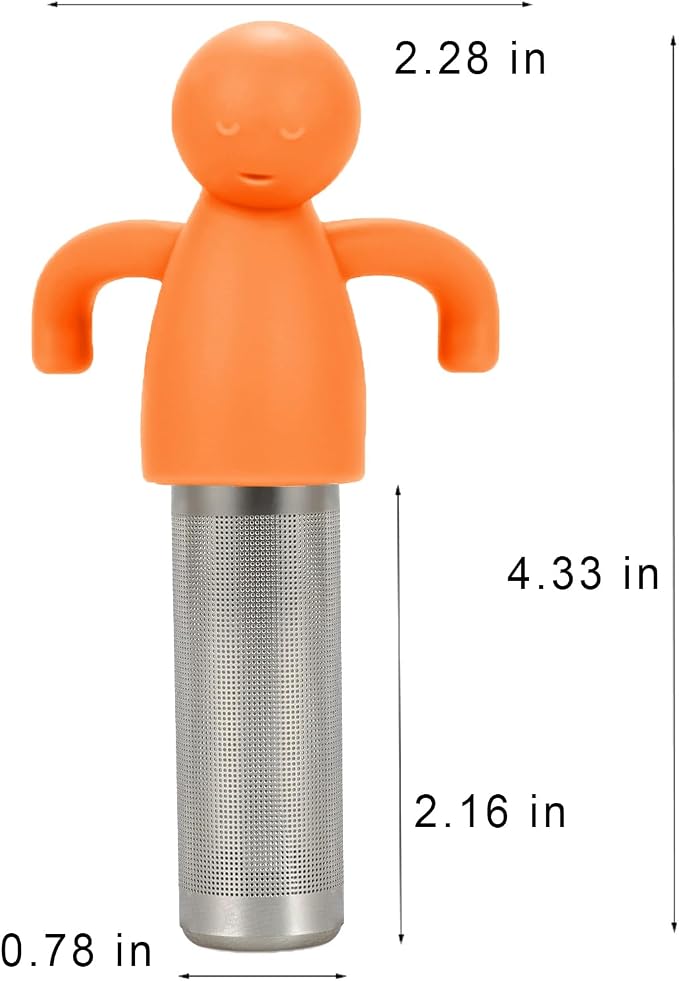 Leden Tea Infuser Cute Tea Strainer for Loose Leaf Tea Stainless Steel Fine Mesh Tea Ball Steeper with Silicone Lid for Mug and Cup, Orange