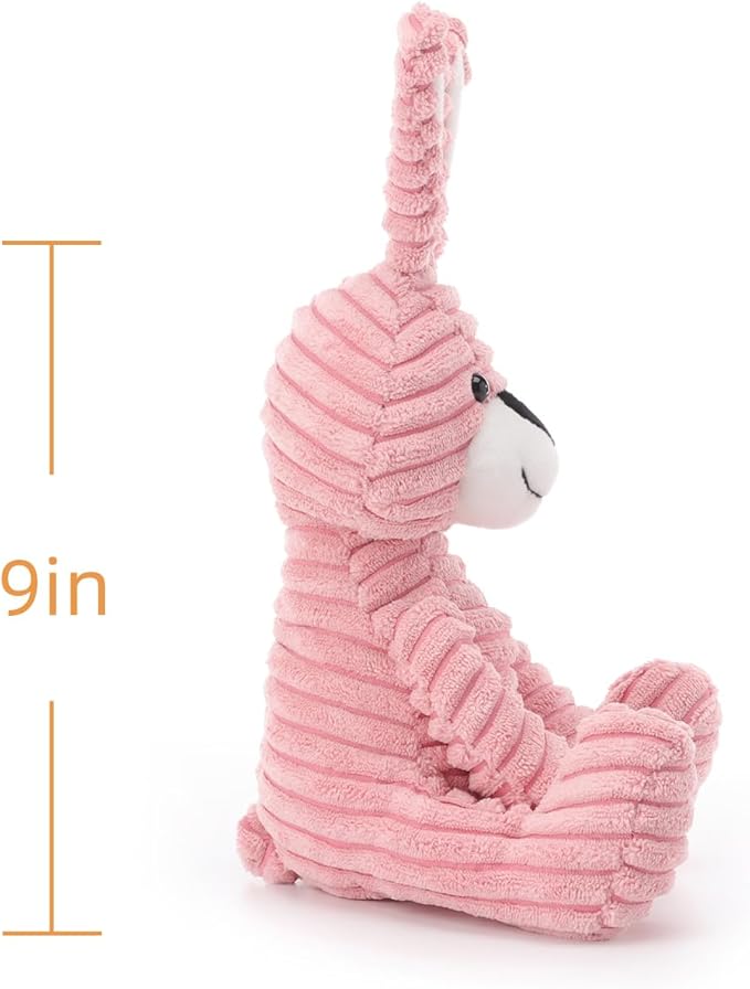 Apricot Lamb Pink Corduroy Bunny Stuffed Animals for Kids, Soft Cute Plush Toys for Baby Girl and Boy, 9 Inches