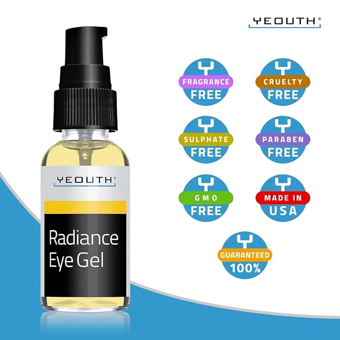 YEOUTH Under Eye Gel with Hyaluronic Acid, Skin Care Targets The Appearance of Puffiness, Dark Circles & Under Eye Bags, Revitalizing Hydrating Skincare 1oz
