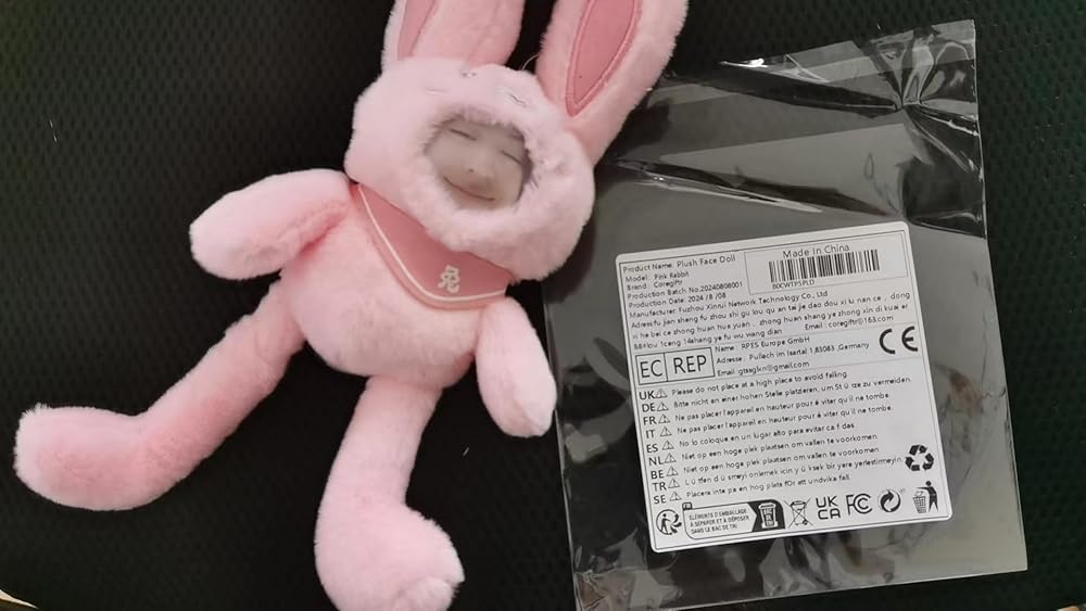 Personalized Easter Bunny Stuffed Animal Key Chain – Customizable Pink Rabbit Plush Toy, a stretchable rabbit (5-10 inches), Gift with Your Child's Face Photo!
