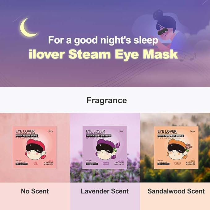 I LOVER Eye Mask for Sleeping (No Scent) Warm Steam 10(EA), Traveling, Relaxing and Tiredness Instantly Warm Helps Eye injuries, relieves dry eyes.