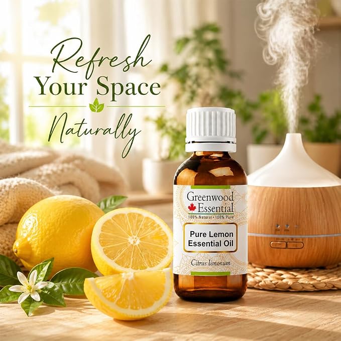 Greenwood Essential Pure Lemon Essential Oil (Citrus limonum) Steam Distilled 5ml (0.16 oz)