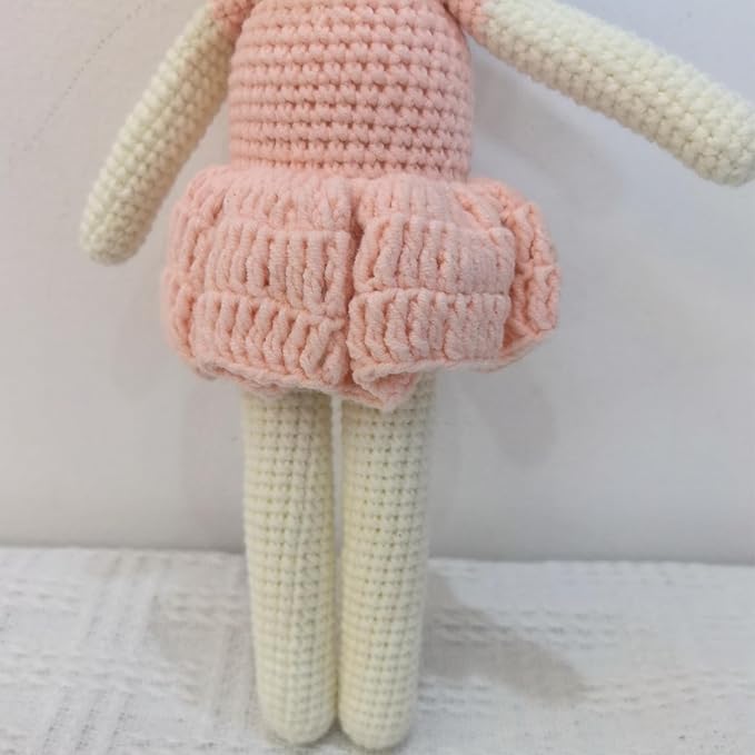 Handmade Soft Bunny Stuffed Animal - Crochet Baby Rattle - Bunny Stuffed Toy - Cotton Knitted Sleep Toy - Stuffed Animals for Babies (12.6 Inches)