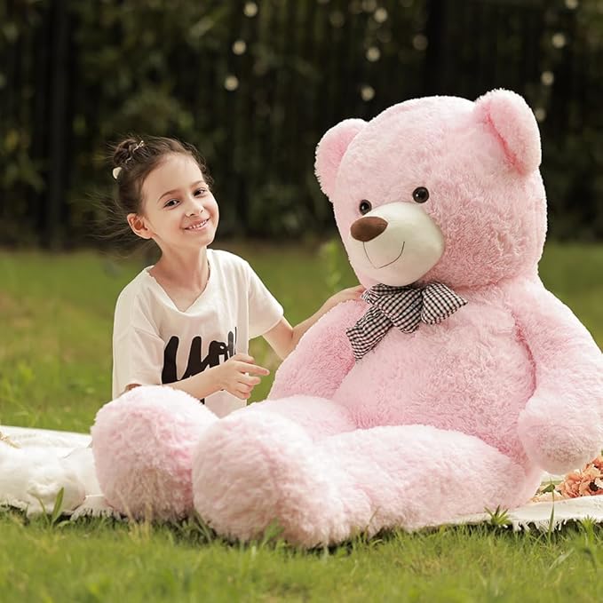 Poutmac 47 inch Giant Teddy Bear Stuffed Animal Big Plush Teddy Bear Valentine's Gift for Girlfriend Soft Stuffed Bear Animals for Christmas,Birthday,Mother's Day (Pink, 47 inch)