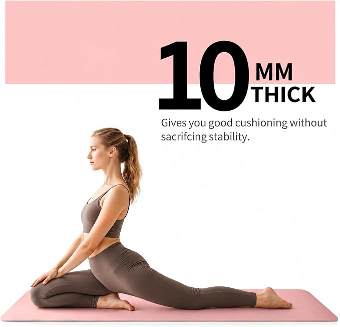 Thick and Wide Yoga Mat 72''x24''/35''(8mm/10mm) for Women and Men, Durable & Cushioned Yoga Mat with Carrying Strap for Pilates, Stretching and Home Workout