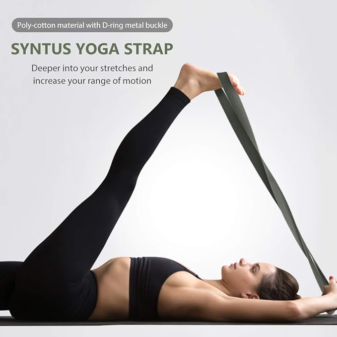 Syntus Yoga Block and Yoga Strap Set, Soft Non-Slip Yoga Blocks 9×6×4 inches, 8FT Metal D-Ring Strap for Yoga, General Fitness, Pilates, Stretching and Toning